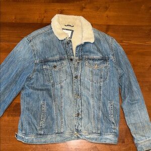 Old Navy Blue Denim Jacket with Sherpa Collar